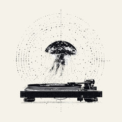 Abstract Alien Turntable Art with Cosmic Vibes © Edik