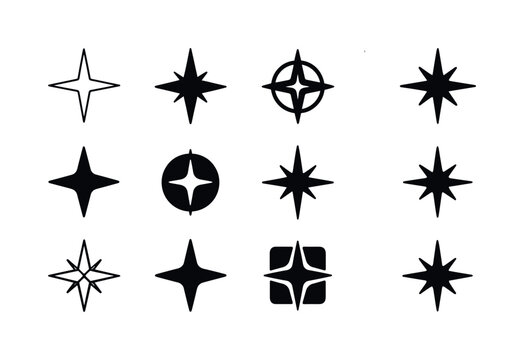 Polaris Logo Variations. Polaris. Icon set. Set Logo of Polaris: north star point. harmonious logo variations of the same emblematic concept, each with