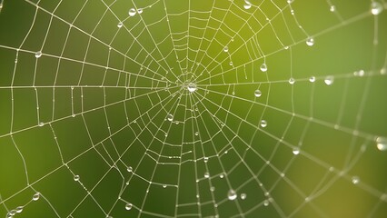 Obraz premium elasticity. Spider web with morning dew, delicate silk threads showing elasticity and shine, water droplets reflecting light. wildlife magazines.