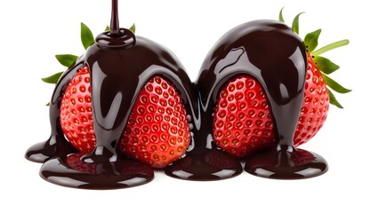 Delicious chocolate covered strawberries dripping with rich dark chocolate indulgence