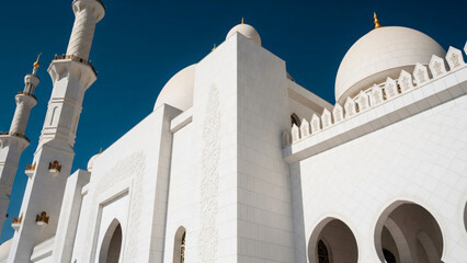 White Mosque with Minarets and Dome.