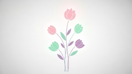 Vibrant tulip bouquet in pastel pink, green, and purple hues