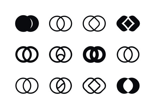 Interlocking Circles Icons. Forging meaningful connections with others. Icon set. Set Logo of forging meaningful connections with others: interlocking circles.
