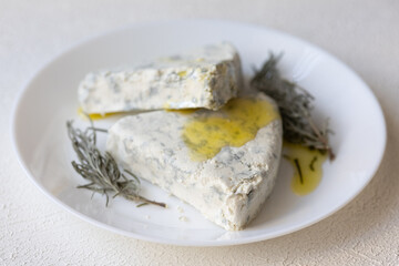  Close-Up of Walnuts with French Roquefort Cheese