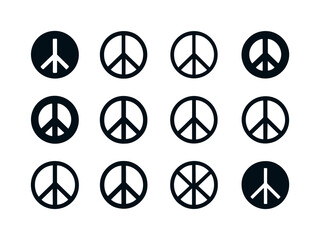 Obraz premium Peace Logo Variations. Peace. Icon set. Set Logo of Peace: peace sign. harmonious logo variations of the same emblematic concept, each with different artistic
