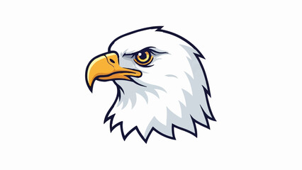Fototapeta premium Stylized eagle head, sharp beak, intense eyes, white feathers, dark outline