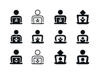 Adaptive Career Icons. Adaptive career training. Icon set. Set Logo of adaptive career training: online learning platform. harmonious logo variations of the