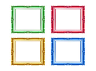 The antique coloeful frame collection on the white background