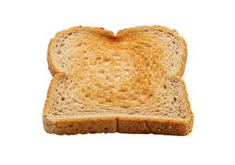 A single slice of golden-brown whole wheat bread toast with crisp edges, macro shot on an immaculate bright white background with copy space, appetizing comfort food concept