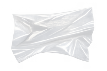 Wrinkled transparent plastic wrap texture overlaying an alpha channel background, offering a realistic film mockup