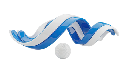 Abstract Golf Ball with Blue and White Swirl