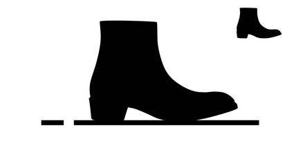 leather ankle boots symbol, black isolated silhouette