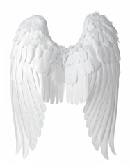 Obraz premium Fluffy white feathered wings against a stark white backdrop