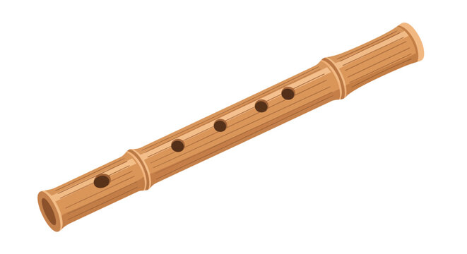 Traditional Japanese Bamboo Shakuhachi Flute with Six Finger Holes.