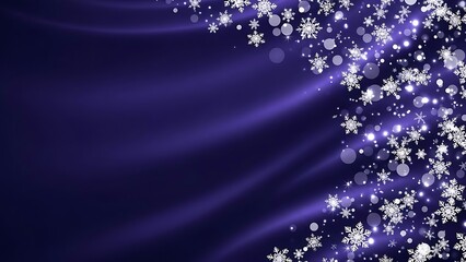 Dark purple background with falling snowflakes and bokeh lights white snowflakes winter