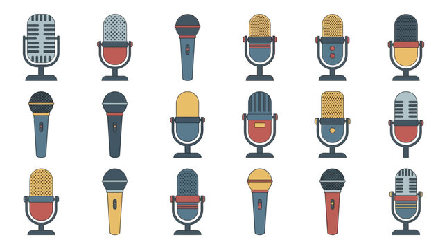 Collection of Various Microphone Illustrations.