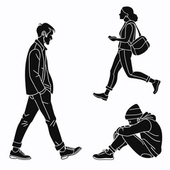 Silhouettes of people in motion