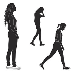 Silhouettes of women exercising