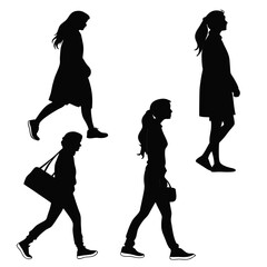 Silhouettes of people walking
