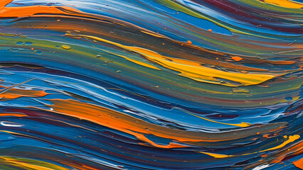 鮮やかな色の筆の跡で描かれた抽象芸術の質感