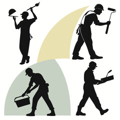 Silhouettes of construction workers