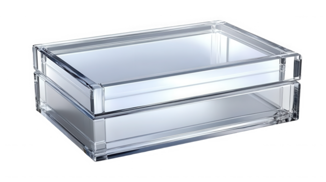 Clear acrylic drawer organizer for desk storage and office supplies on transparent background - Powered by Adobe