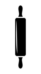 Simple black silhouette of a rolling pin on white background