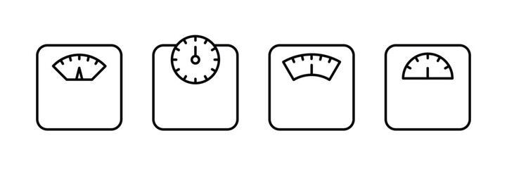 Weight scale icon set. Scale icons set. Weighing scale symbols
