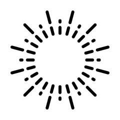 Sunburst black line icon. Sunbeam, sunlight, sun, sign. Light, sparkle, shiny symbol. Isolated on a white or PNG background. Editable stroke. Vector illustration. Flat design.