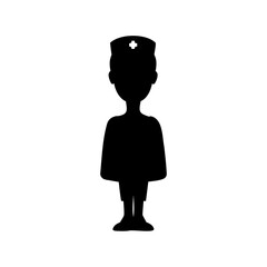 Silhouette of a Nurse with Cap and Red Cross Emblem Image