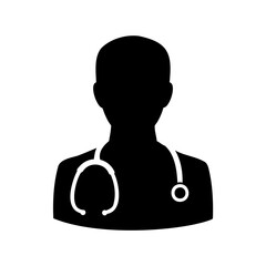 Doctor silhouette with stethoscope, professional medical worker avatar for hospital clinic