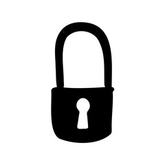 Minimalist black and white drawing of a simple and secure padlock icon