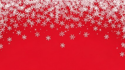 Red background with white snowflakes falling from falling snow winter 1