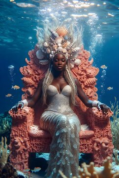 Mami Wata&rsquo;s Coral Throne: Ethereal Beauty Rising