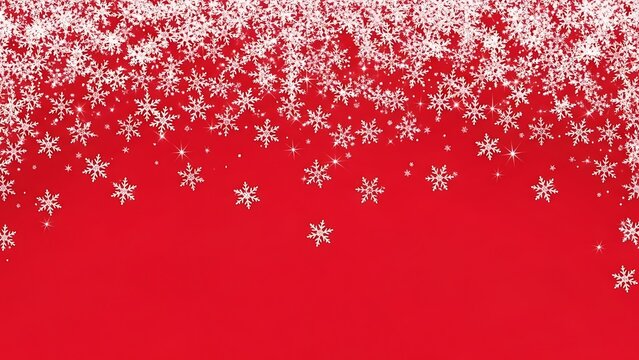 Red background with white snowflakes falling from falling snow winter 1 - Powered by Adobe
