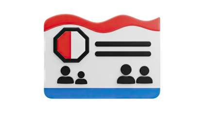 3D Icon of a Group with a Stop Sign Symbol