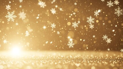 Golden Snowflakes Falling on Sparkling Background falling snow golden background glitter