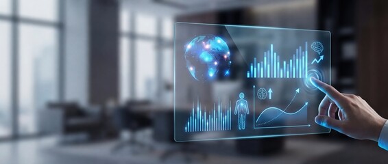 Business Intelligence Dashboard on Transparent Screen