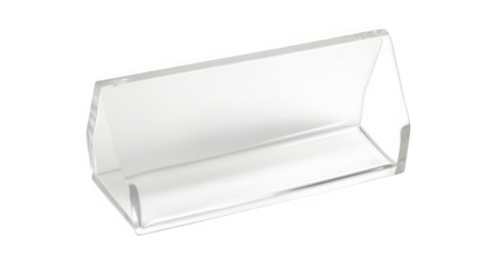 Transparent acrylic display stand designed for showcasing small products or jewelry on transparent background