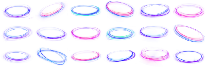 vibrant 3d render of iridescent abstract torus and ring shapes with fluid gradient colors against a dark black backdrop, perfect for modern design elements.