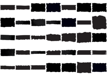 dark distressed abstract grunge torn paper elements with varied textures, suitable for graphic design backgrounds and overlays.