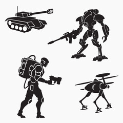 Military equipment silhouettes