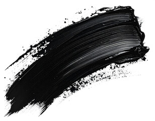 black watercolor brush stroke isolated transparent background