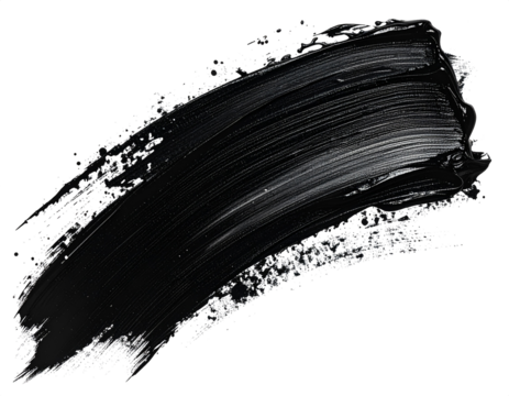 black watercolor brush stroke isolated transparent background - Powered by Adobe