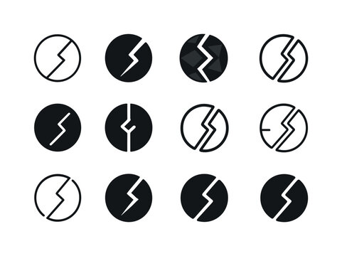 Paradigm Shift Icons. Paradigm shift. Icon set. Set Logo of paradigm shift: breaking old pattern. harmonious logo variations of the same emblematic concept,