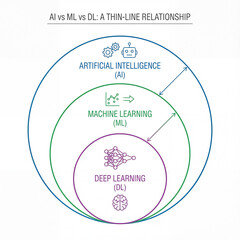 AI, ML, and DL relationship diagram illustrating different concepts  