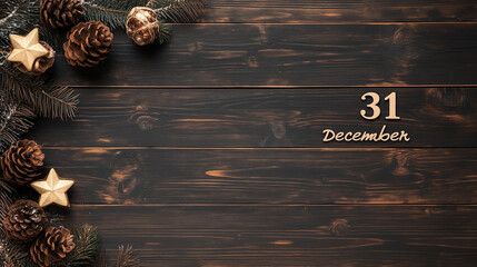 Number 31 Christmas Wreath with December Text in Festive Frame