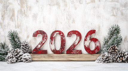 Christmas Style 2026 Numbers in Red 