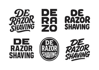 Fototapeta premium Shaving Lettering Styles. DE razor shaving. Set lettering. harmonious lettering variations of the same emblematic concept, each with different artistic