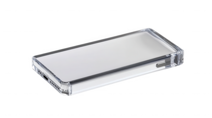 clear plastic phone case designed for protection and style on transparent background